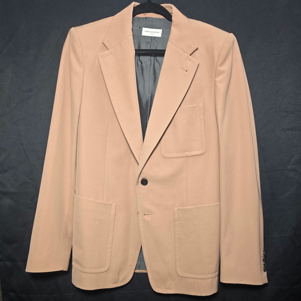 🤎✨ Dries Van Noten Tan Single-Breasted Blazer | Patch Pockets 🤎✨